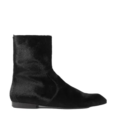 Khaite Colt Calf Hair Ankle Boots In Black