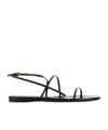 Khaite Black Leather Loop Sandals