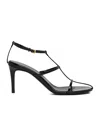 Khaite Black Leather Loop Sandals In Black