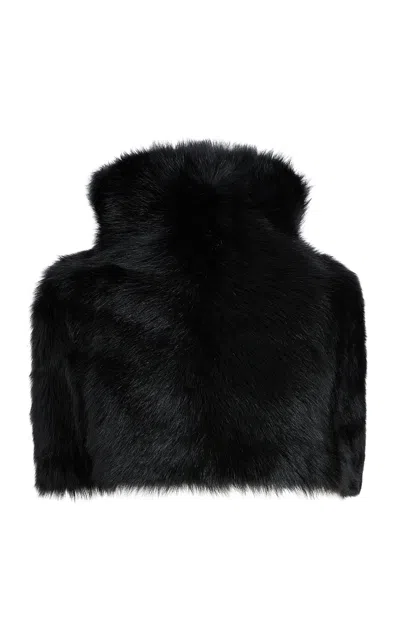 Khaite Rovero Shearling Top In Black