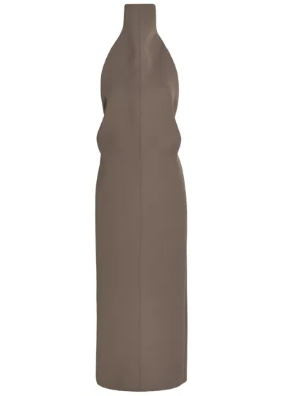 Khaite Womens Clove Roxanne Halter-neck Woven Maxi Dress In Brown