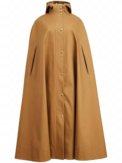 Khaite The Roygen Hooded Cape In Brown