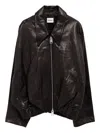 Khaite Ruched-hem Lambskin Jacket In Black