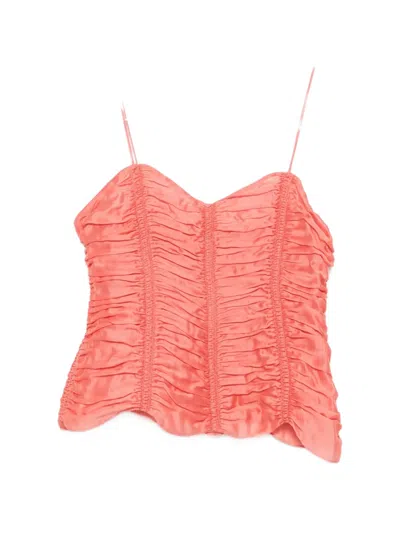Khaite Inara Draped Silk-blend Top In Orange