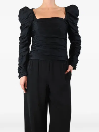 Pre-owned Khaite Ruched Long-sleeved Blouse In Black