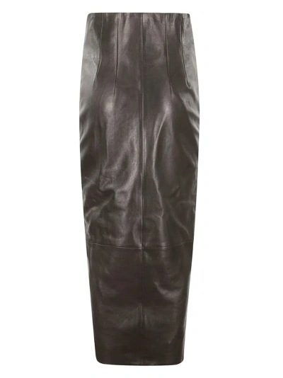 Khaite Ruddy Zipped Midi Skirt In Black