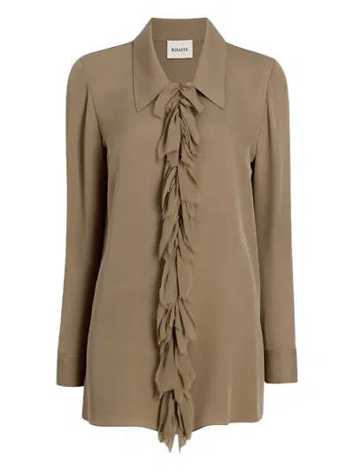 Khaite Ruffle-detail Blouse In Brown
