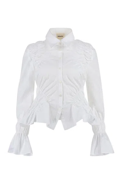Khaite Ruffled Button-up Shirt In 100