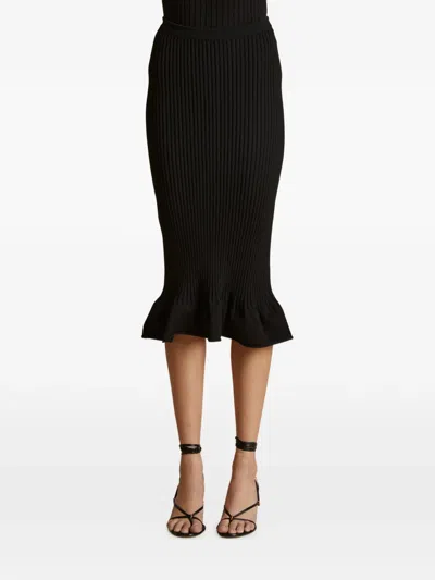 Khaite Ruffled Midi Skirt In Black