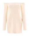 Khaite Ruffled Off-shoulder Mini Dress In Nude
