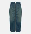 Khaite Ruly Zip-front Midi Denim Skirt In Blue
