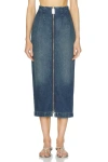 Khaite Ruly Zip-front Midi Denim Skirt In Stinson