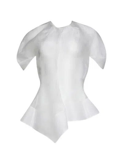 Khaite Rumi Asymmetric-hem Top In Silver