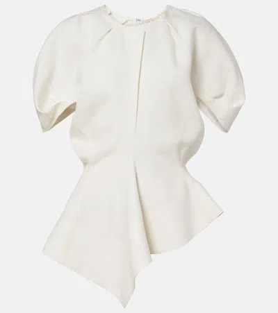 Khaite Rumi Peplum Linen-blend Top In White