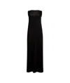 Khaite Ruslan Fringe Yoke Sleeveless Column Gown In Black