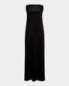 Khaite Ruslan Fringe Yoke Sleeveless Column Gown In Black