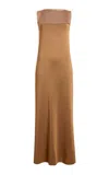 Khaite Ruslan Fringed Knit Maxi Dress In Brown