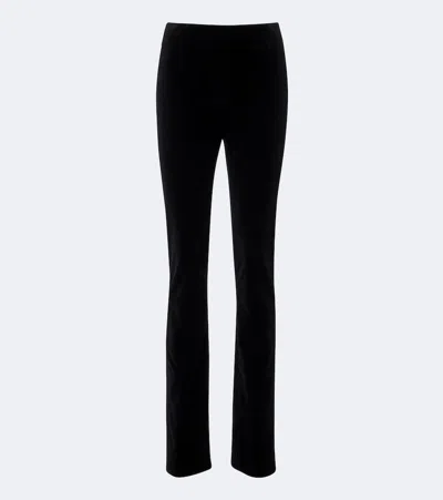 Khaite Ryden Wool-blend Velvet Straight-leg Pants In Black
