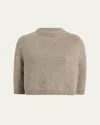 Khaite Sabina Cashmere Elbow-sleeve Boxy Sweater In Neutral