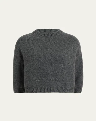 Khaite Sabina Cashmere Elbow-sleeve Boxy Sweater