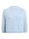 Khaite Sabina Crew-neck Cropped Sweater In Blue