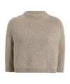 Khaite Sabina Cashmere Elbow-sleeve Boxy Sweater In Brown