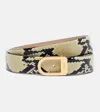 Khaite Saddle 30mm Snake-effect Leather Belt In Green