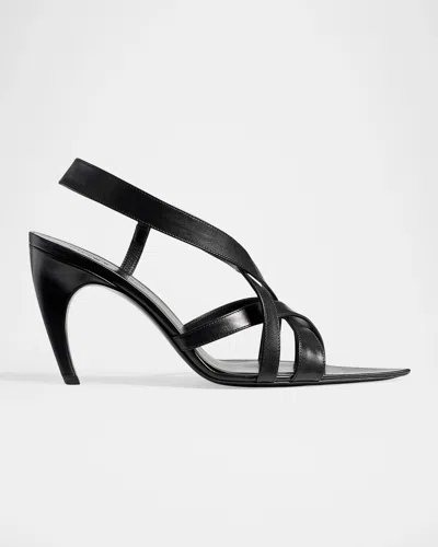 Khaite Sadie 85mm Multi-strap Leather Sandals In Black