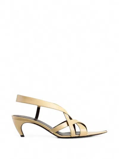 Khaite Sadie Leather Slingback Sandals In Neutral
