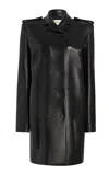Khaite Sadra Plonge Leather Double-breasted Coat In Black