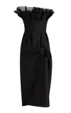 Khaite Salm Ruffled Wool-silk Cady Midi Dress In Black