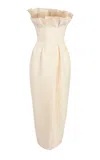 Khaite Salm Ruffled Wool-silk Cady Midi Dress In White