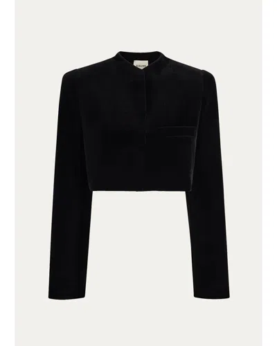 Khaite Samo Velvet Single-breasted Crop Jacket In Black