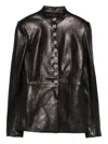 Khaite Standing Collar Leather Jacket In Black