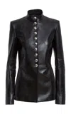 Khaite Standing Collar Leather Jacket In Black