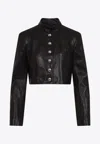 Khaite Samuelson Cropped Duchesse-satin Jacket In Black