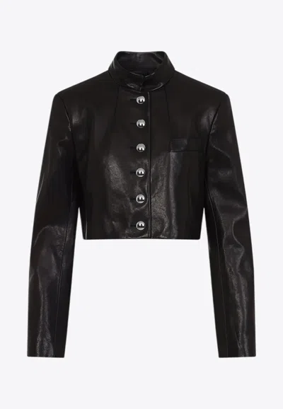 KHAITE SAMUELSON CROPPED LEATHER JACKET