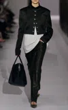 Khaite Samuelson Cropped Duchesse-satin Jacket In Black