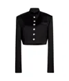 Khaite Samuelson Cropped Duchesse-satin Jacket In Black