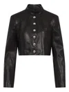 Khaite Samuelson Cropped Duchesse-satin Jacket In Schwarz