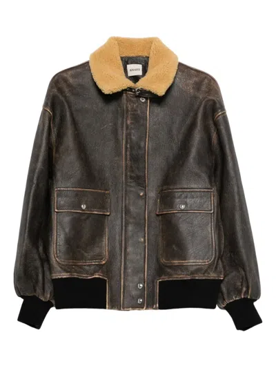 Khaite "sandor" Leather Jacket In Brown