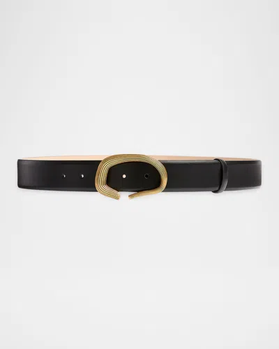 Khaite Santa Fe Leather Belt In Black