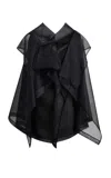 Khaite Santana Oversized Ruffle Silk Organza Top In Black