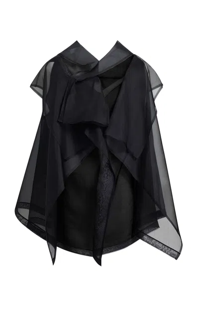 KHAITE SANTANA DRAPED SILK-ORGANZA TOP