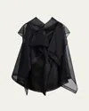 Khaite Santana Oversized Ruffle Silk Organza Top In Black