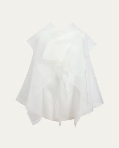Khaite Santana Oversized Ruffle Silk Organza Top In Chalk