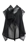 Khaite Santana Ruffled Organza Top In Black,white