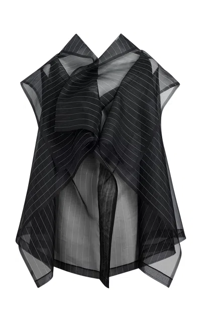 Khaite Santana Ruffled Organza Top In Black,white