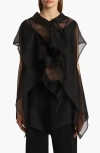Khaite Santana Oversized Ruffle Silk Organza Top In Black