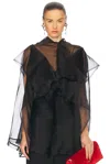 Khaite Santana Oversized Ruffle Silk Organza Top In Black